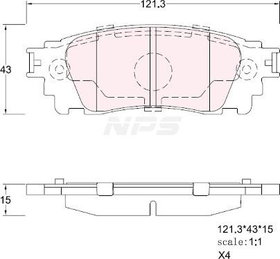 NPS T361A43 - Тормозные колодки, дисковые, комплект autospares.lv