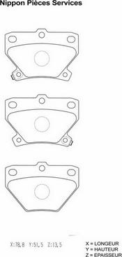 NPS T361A03 - Тормозные колодки, дисковые, комплект autospares.lv