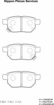 NPS T361A34 - Тормозные колодки, дисковые, комплект autospares.lv