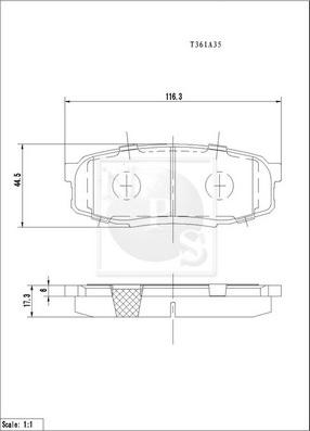 NPS T361A35 - Тормозные колодки, дисковые, комплект autospares.lv