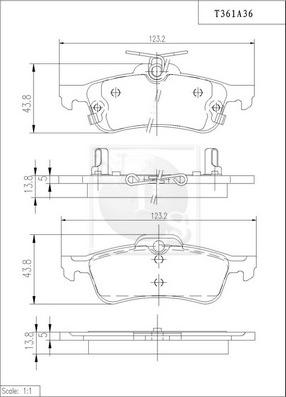 NPS T361A36 - Тормозные колодки, дисковые, комплект autospares.lv