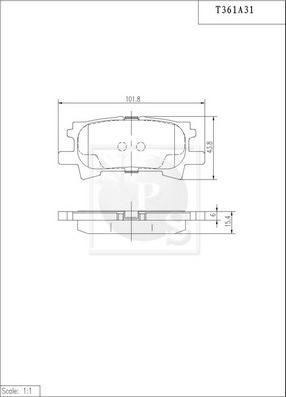 NPS T361A31 - Тормозные колодки, дисковые, комплект autospares.lv