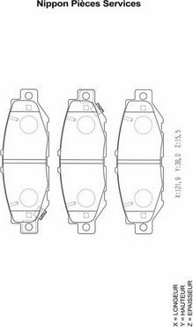 NPS T361A20 - Тормозные колодки, дисковые, комплект autospares.lv