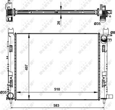 NRF 58443 - Радиатор, охлаждение двигателя autospares.lv