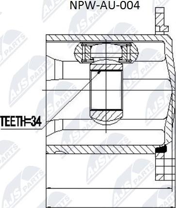 NTY NPW-AU-004 - Шарнирный комплект, ШРУС, приводной вал autospares.lv