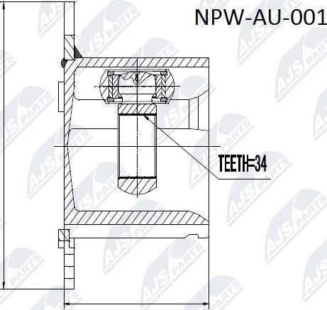 NTY NPW-AU-001 - Шарнирный комплект, ШРУС, приводной вал autospares.lv