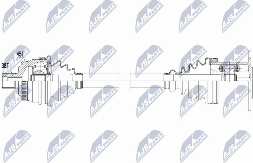 NTY NPW-AU-007 - Приводной вал autospares.lv