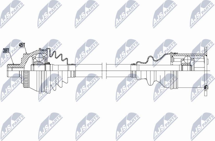 NTY NPW-AU-015 - Приводной вал autospares.lv