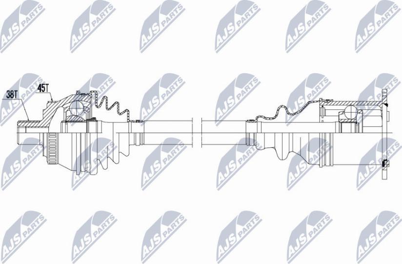 NTY NPW-AU-017 - Приводной вал autospares.lv