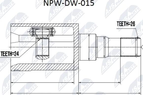 NTY NPW-DW-015 - Шарнирный комплект, ШРУС, приводной вал autospares.lv