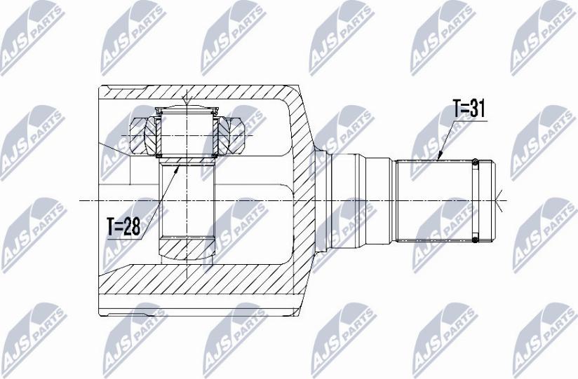 NTY NPW-FR-095 - Шарнирный комплект, ШРУС, приводной вал autospares.lv