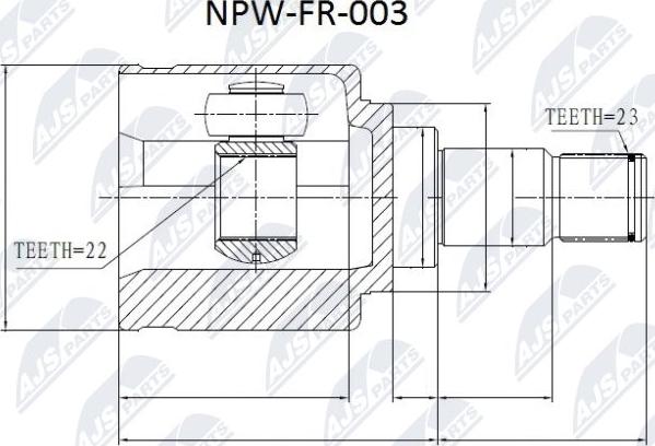 NTY NPW-FR-003 - Шарнирный комплект, ШРУС, приводной вал autospares.lv