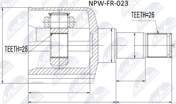 NTY NPW-FR-023 - Шарнирный комплект, ШРУС, приводной вал autospares.lv