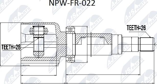 NTY NPW-FR-022 - Шарнирный комплект, ШРУС, приводной вал autospares.lv