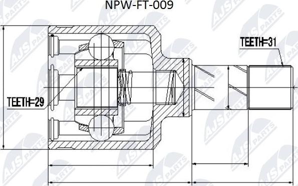 NTY NPW-FT-009 - Шарнирный комплект, ШРУС, приводной вал autospares.lv