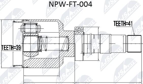 NTY NPW-FT-004 - Шарнирный комплект, ШРУС, приводной вал autospares.lv