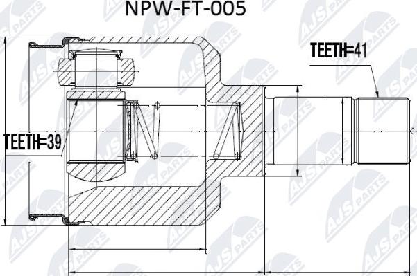 NTY NPW-FT-005 - Шарнирный комплект, ШРУС, приводной вал autospares.lv