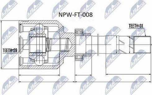 NTY NPW-FT-008 - Шарнирный комплект, ШРУС, приводной вал autospares.lv