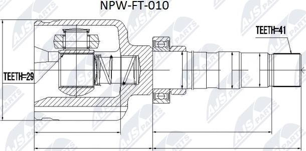 NTY NPW-FT-010 - Шарнирный комплект, ШРУС, приводной вал autospares.lv