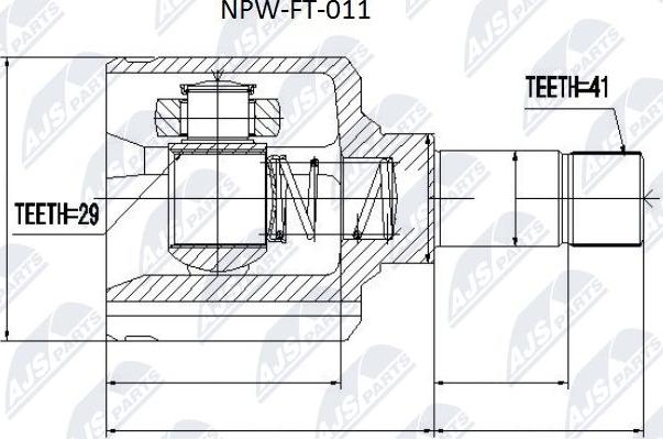 NTY NPW-FT-011 - Шарнирный комплект, ШРУС, приводной вал autospares.lv