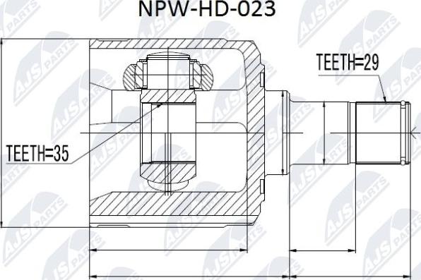 NTY NPW-HD-023 - Шарнирный комплект, ШРУС, приводной вал autospares.lv