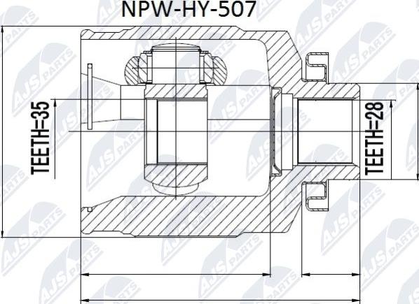 NTY NPW-HY-507 - Шарнирный комплект, ШРУС, приводной вал autospares.lv