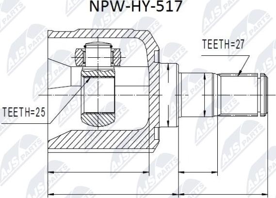 NTY NPW-HY-517 - Шарнирный комплект, ШРУС, приводной вал autospares.lv