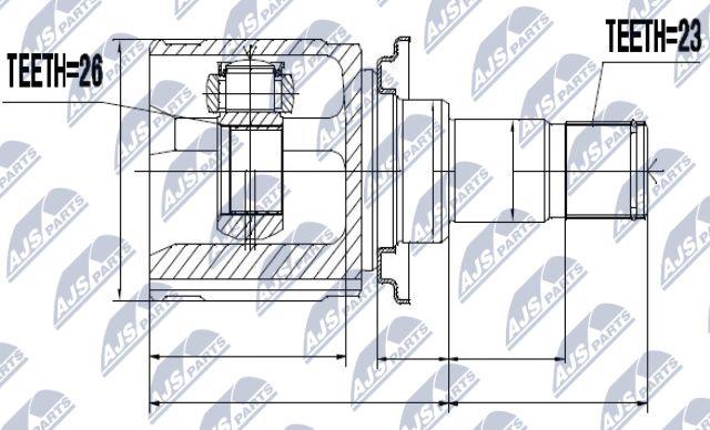 NTY NPW-MS-044 - Шарнирный комплект, ШРУС, приводной вал autospares.lv