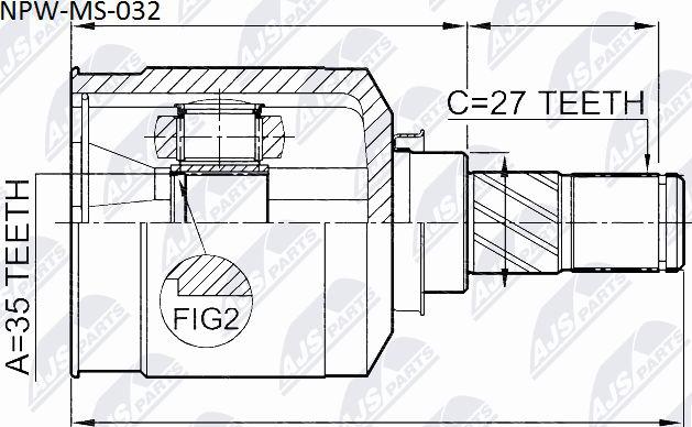 NTY NPW-MS-032 - Шарнирный комплект, ШРУС, приводной вал autospares.lv