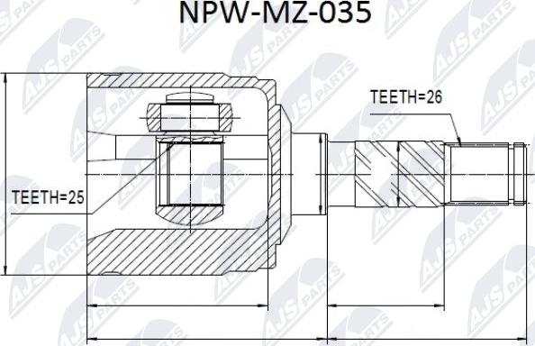 NTY NPW-MZ-035 - Шарнирный комплект, ШРУС, приводной вал autospares.lv