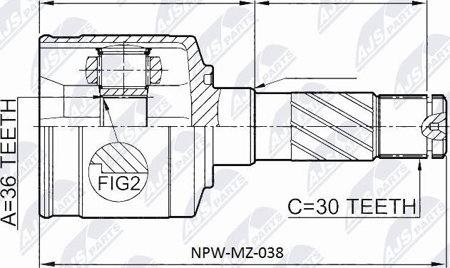 NTY NPW-MZ-038 - Шарнирный комплект, ШРУС, приводной вал autospares.lv