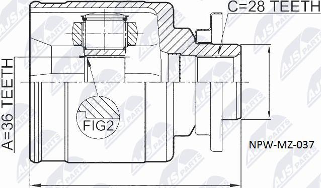 NTY NPW-MZ-037 - Шарнирный комплект, ШРУС, приводной вал autospares.lv