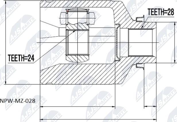 NTY NPW-MZ-028 - Шарнирный комплект, ШРУС, приводной вал autospares.lv