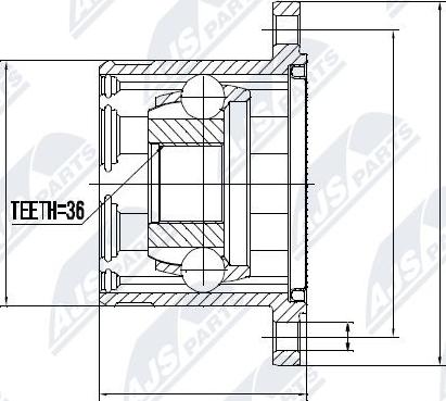 NTY NPW-NS-013 - Шарнирный комплект, ШРУС, приводной вал autospares.lv