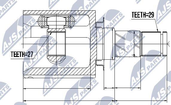 NTY NPW-NS-035 - Шарнирный комплект, ШРУС, приводной вал autospares.lv