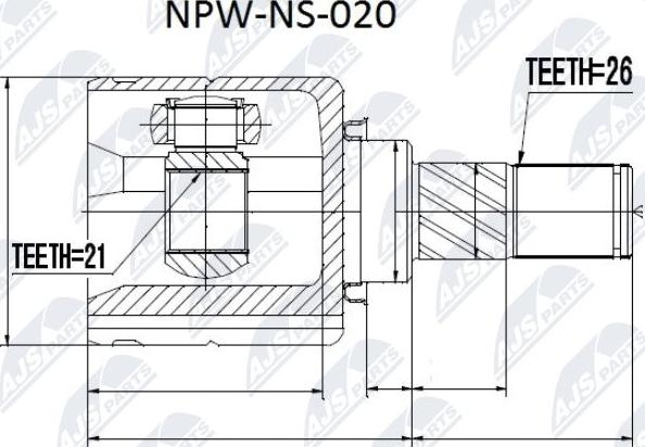 NTY NPW-NS-020 - Шарнирный комплект, ШРУС, приводной вал autospares.lv