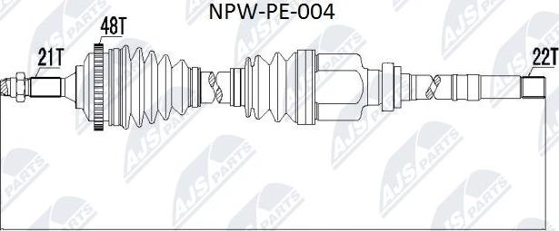 NTY NPW-PE-004 - Приводной вал autospares.lv