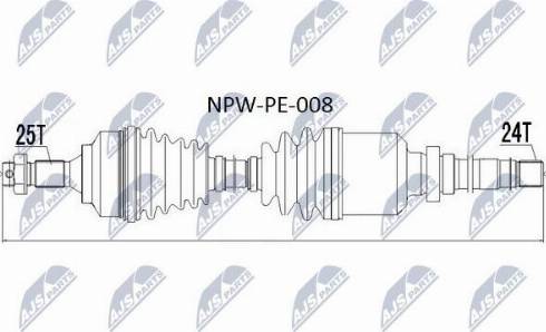 NTY NPW-PE-008 - Приводной вал autospares.lv