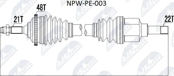NTY NPW-PE-003 - Приводной вал autospares.lv