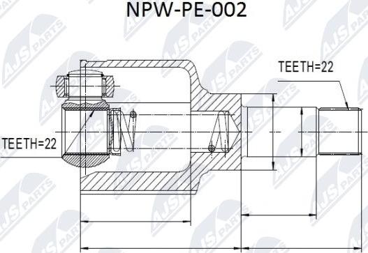 NTY NPW-PE-002 - Шарнирный комплект, ШРУС, приводной вал autospares.lv