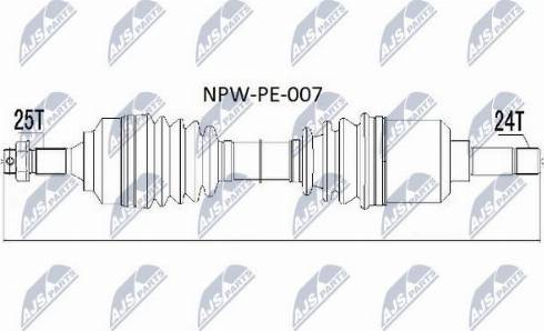 NTY NPW-PE-007 - Приводной вал autospares.lv