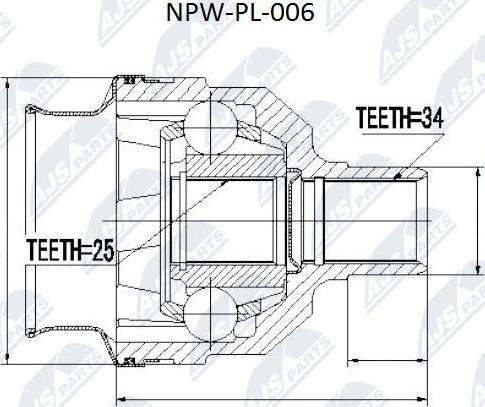 NTY NPW-PL-006 - Шарнирный комплект, ШРУС, приводной вал autospares.lv