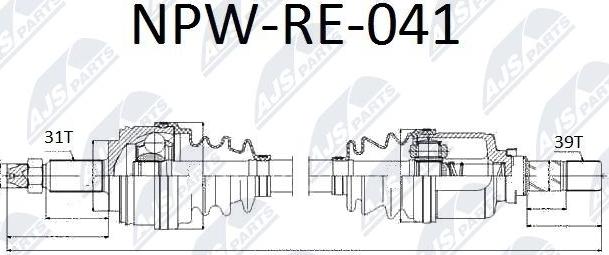 NTY NPW-RE-041 - Приводной вал autospares.lv