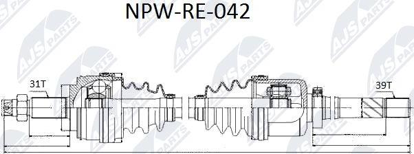 NTY NPW-RE-042 - Приводной вал autospares.lv