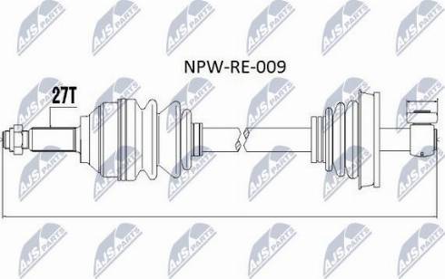 NTY NPW-RE-009 - Приводной вал autospares.lv