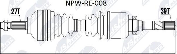 NTY NPW-RE-008 - Приводной вал autospares.lv