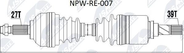 NTY NPW-RE-007 - Приводной вал autospares.lv