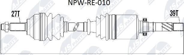 NTY NPW-RE-010 - Приводной вал autospares.lv