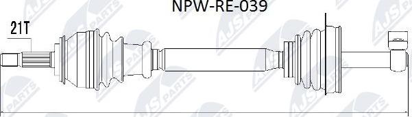 NTY NPW-RE-039 - Приводной вал autospares.lv