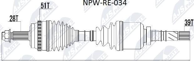 NTY NPW-RE-034 - Приводной вал autospares.lv